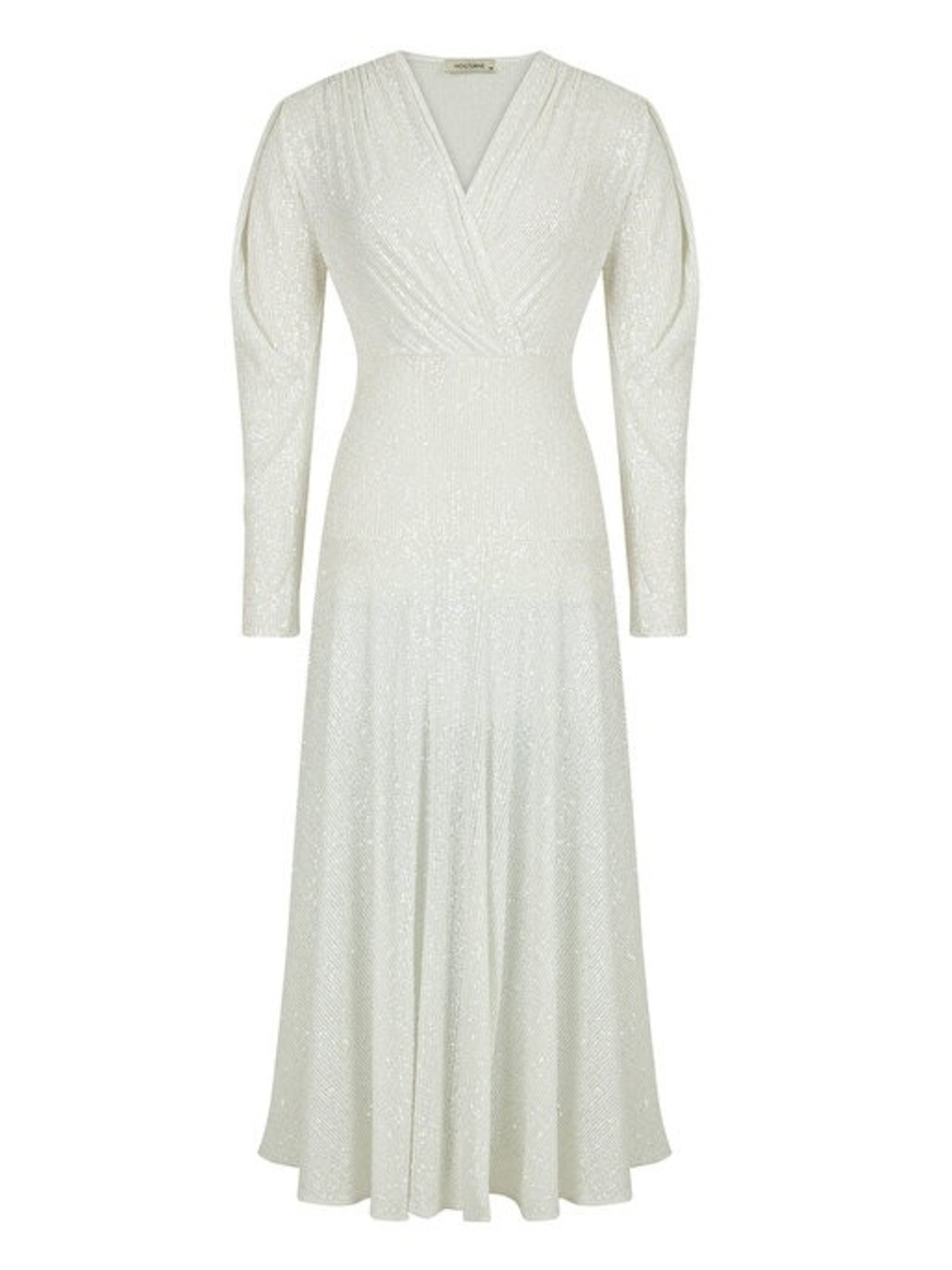 Elegant White Long-Sleeve V-Neck Maxi Dress Size: US 6 (EU 38)